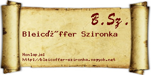 Bleicöffer Szironka névjegykártya